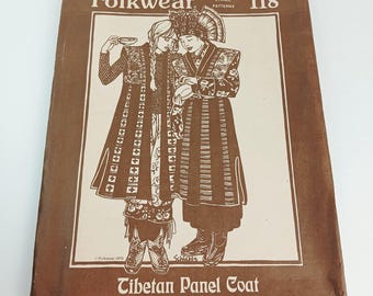 Folkwear 118 Tibetan Panel Coat Pattern Uncut Vintage 1979 Women's Sizes S M L 6-18 Bohemian Folk Jacket 12th Century Sleeveless Sewing