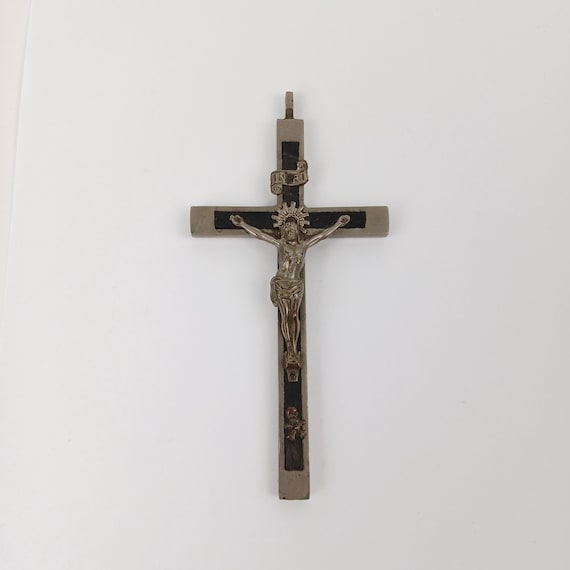 ヴィンテージ 胸十字架 5.75インチ スカル クロスボーン ブラック