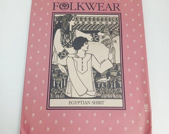 Vintage 1982 Folkwear Pattern 104 Egyptian Shirt Galabia Tunic Unisex Robe Caftan Boho Sewing Pattern All Sizes Women 6-16 Men 32-44
