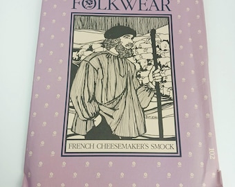 Vintage Folkwear 102 French Cheesemakers Smock Sewing Pattern Cottagecore Peasant Tunic Shirt Unisex Womens Sizes 6-16 Mens 32-46 Uncut