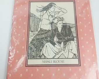Vintage Folkwear 111 Nepali Blouse Pattern Skirt Wrap Uncut 1982 Boho Wrap Top Womens Sizes 6-16 Cottagecore Sewing Pattern