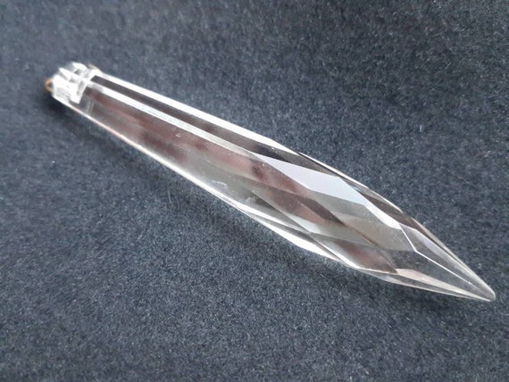 100mm LONG CLEAR CRYSTAL U-DROP PRISM W/ BRASS PINS NEW 4" SOLD INDIVIDUALLY 