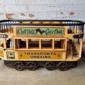 French Street Car 28&quot; Model Train Trolley Double Decker Chat Noir Cafe Paris Salon Caboose Bus New Orleans NOLA Cable Car