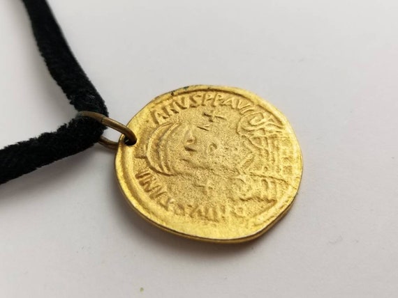 Ancient Greek Coin Choker Necklace Estate Jewelry… - image 3