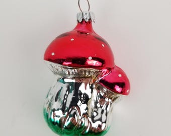 Vintage Blown Glass Mushroom Ornament Growing Together Germany Inge Glass Cottagecore Toadstool