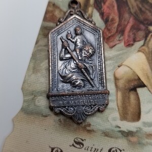 Médaille Saint-Christophe Art déco carte de prière pendentif protéger bouclier prière sacré-cœur icône religieuse Noël chrétien chapelet antique