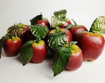 Apple Faux Fruit Ornaments Decorative Bowl Filler Autumn Fall Orchard Photography Props 10pcs