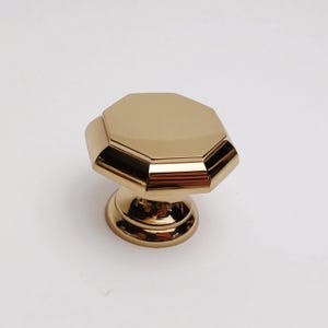 Vintage Smedbo Sweden Solid Brass Cabinet Knob Octagonal 1 1/2 Deadstock Gold Drawer Pull Manor H077 Mid Century Modern Bathroom Hardware