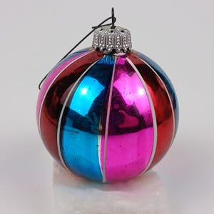 Mercury Glass Christmas Ornament Ball Reflector Harlequin Blue Hand Blown Glass West Germany Kugel Art Mica Glitter Shiny Brite Kaleidoscope
