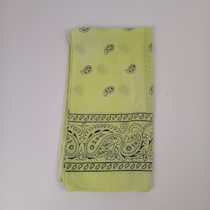 Yellow Bandana USA Color Fast Cotton Paisley Handkerchief Rockabilly Western Prairie Dress Rugged Cowboy Country Estate Heirloom