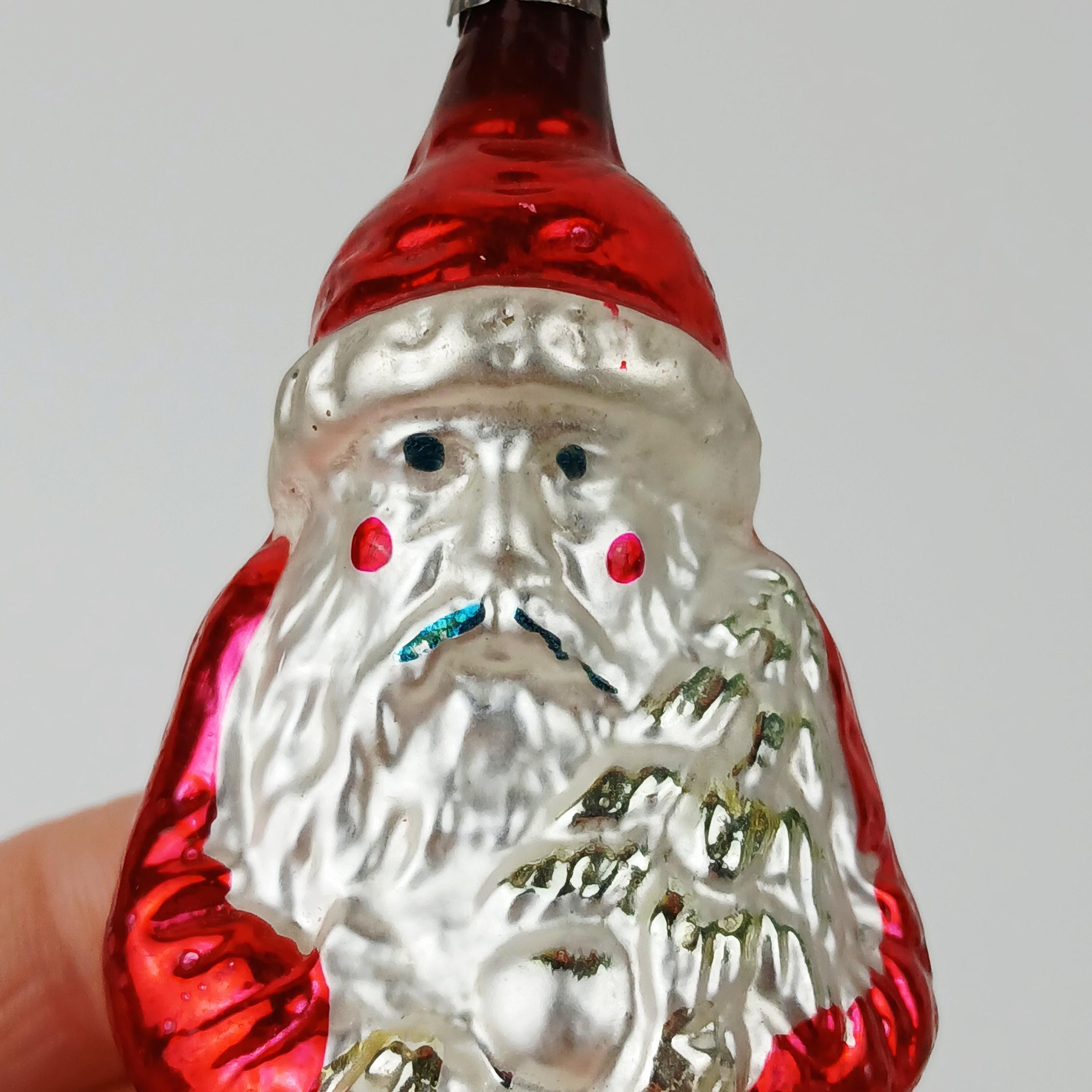 Vintage Mercury Glass Santa - Etsy