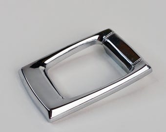 MidCentury Modern Chrome Rectangle Drawer Pull Vintage Silver Cabinet Knob Retro Hollow Dresser Handle Space Age Hardware 2.5 Inch