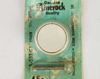 1960s Amerock Drawer Knob White and Gold Ceramic New Old Stock