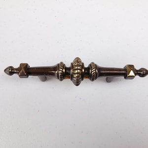 Vintage Drawer Pull Bar Handle 3&quot; Centers Single for Drawer or Cabinet Antique Solid Brass Furniture Replacement Parts Victorian Keeler