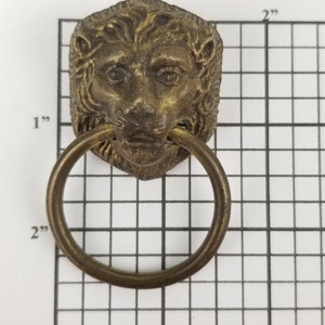 Antique Brass Drawer Pull Lion Head Gold Ring Gilt Gilded Ormolu Decor Wall Hooks Backplate Mini Door Knocker Trunk Chest Hardware Louis XVI