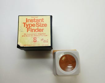 Vintage H Sherr Engravers Instant Type Size Finder 8x Achromatic Magnifier Loupe Graphic Design Printer Typography Tool in Original Box