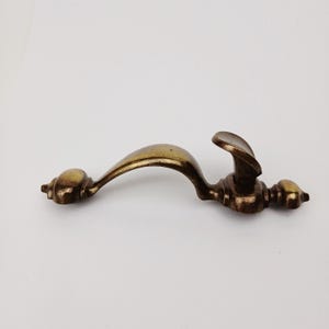 NOS Solid Brass Door Pull Finger Handle Curved Gold Keeler Brass Company 4 5/8 long 3 centers