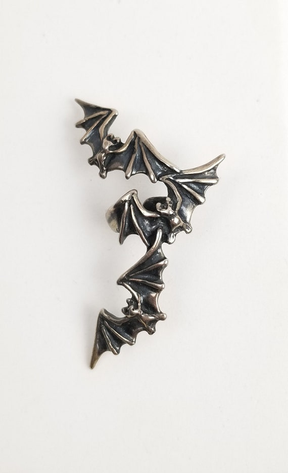 Vintage Bat Ear Cuff Figural Silver Ear Hugger  Je