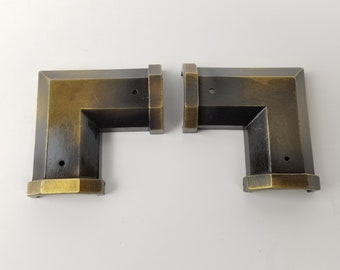 Brass Furniture Corner Caps Keeler Deadstock Embellishment Pair For MCM Frames