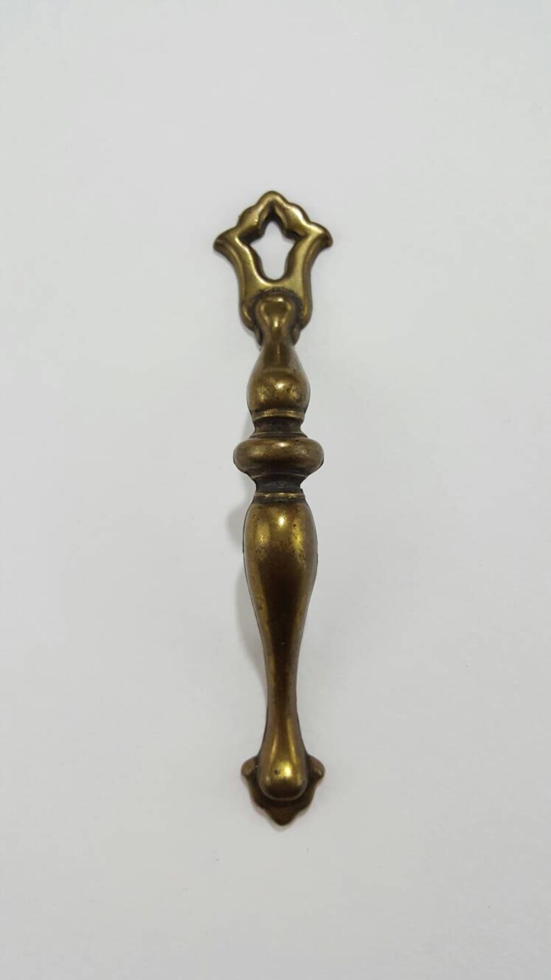Vintage Gold Drawer Pull 3 Inch Centers Keyhole Kitchen Etsy