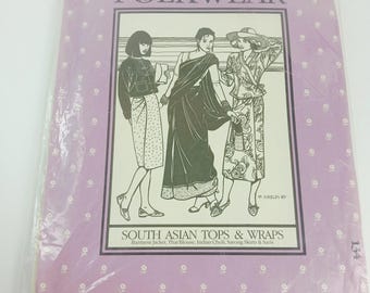 Vintage 1985 Folkwear 134 South Asian Tops & Wraps Sewing Pattern Cut Misses Size 6 to 16 Burmese Jacket Thai Blouse Indian Choli Sarong