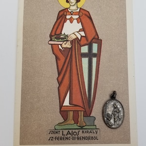 Vintage St. Elizabeth van Hongarije Heilige Medaille Boedapest Postkaart St. Louis bladwijzer Souvenir Volkskunst Heirloom Katholieke Heilige Hanger