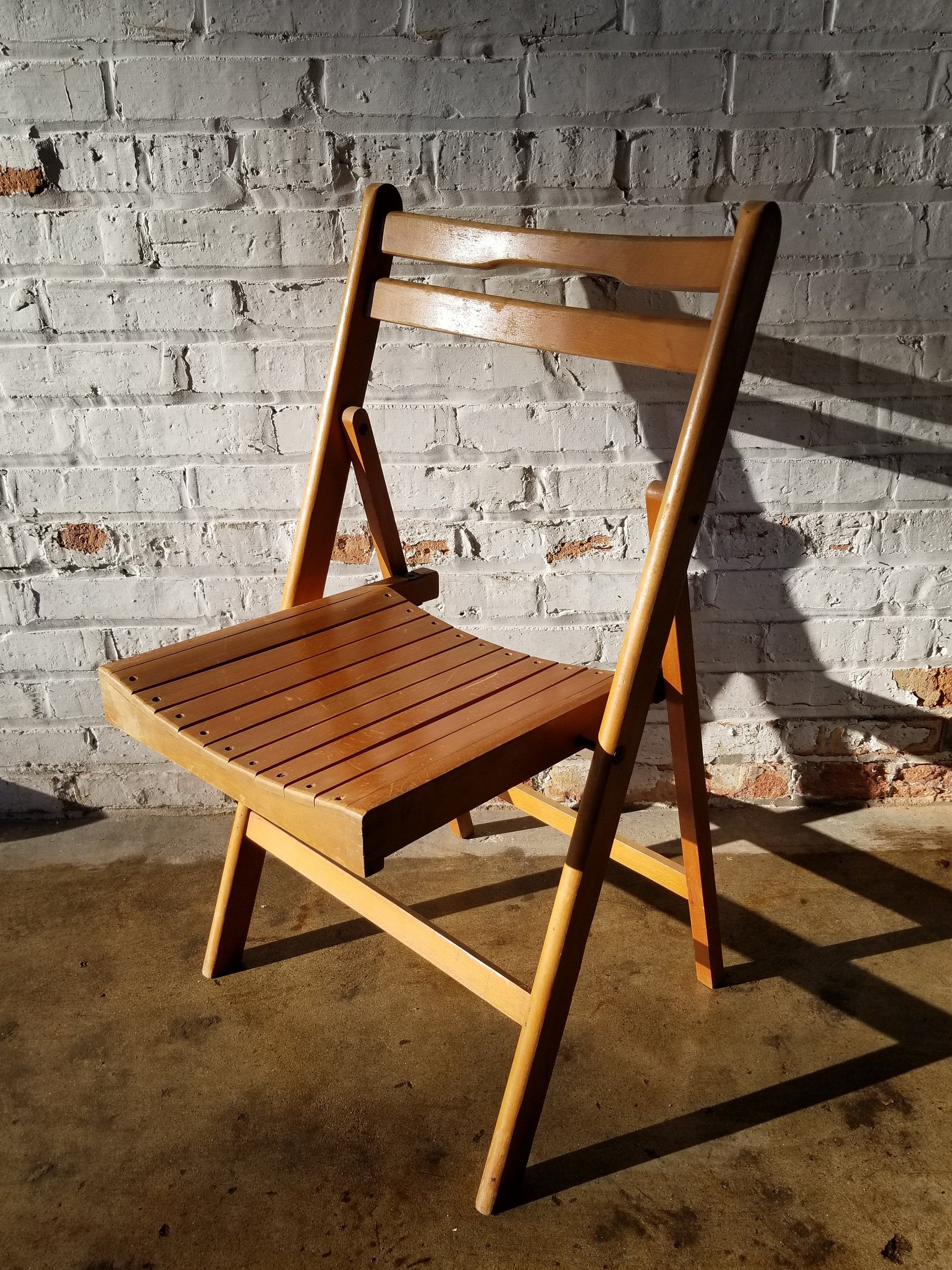 Vintage Wood Folding Chair Deck Chair Wooden Set Seat