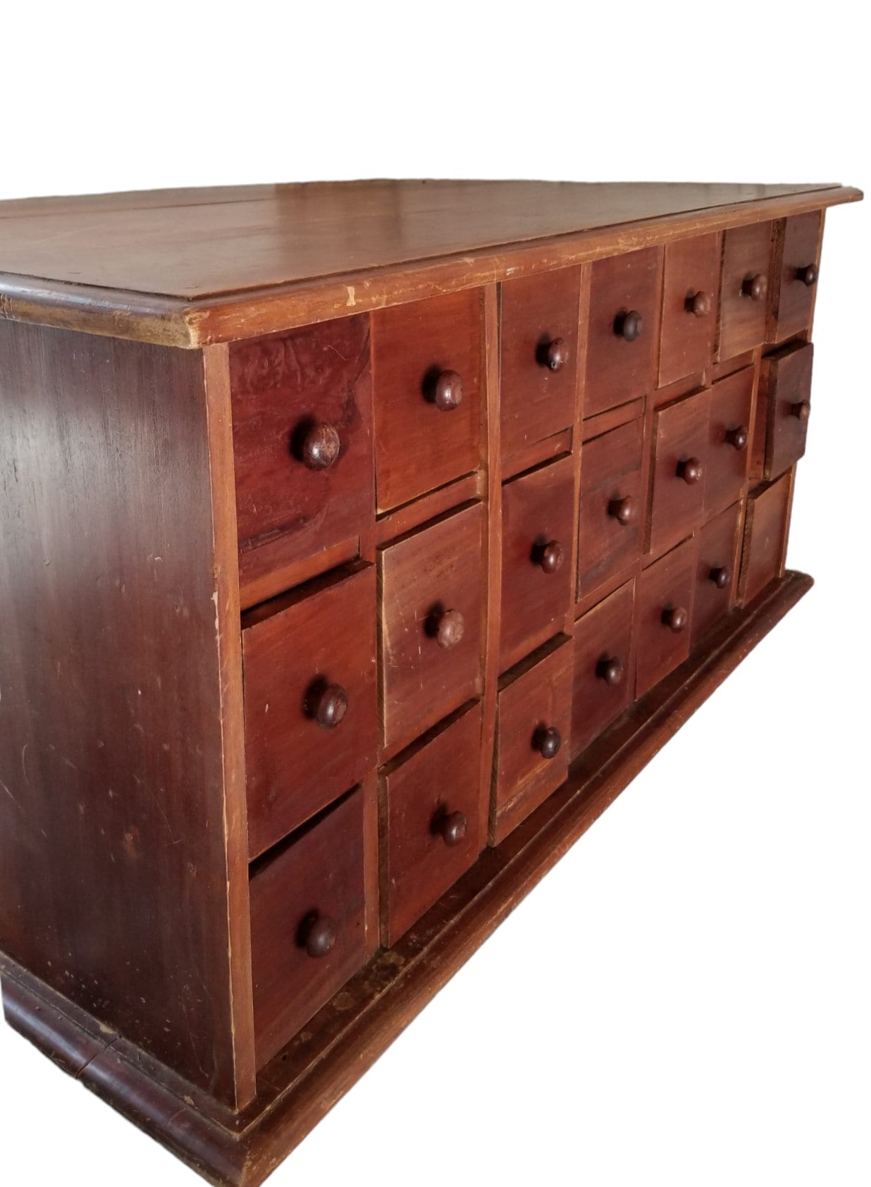 Apothecary Storage Chest of Drawers 42x24x19 Botanical Specimen Catalog Rustic Antique Wood Coffee Table Filing Kitchen Island Cabinet