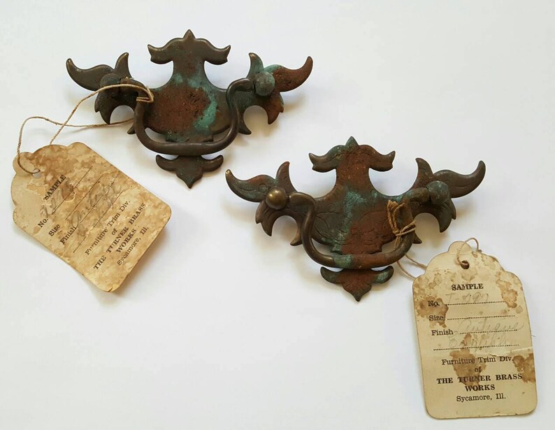 Antique Copper Drawer Pull Dresser Chippendale Rustic Maple Etsy