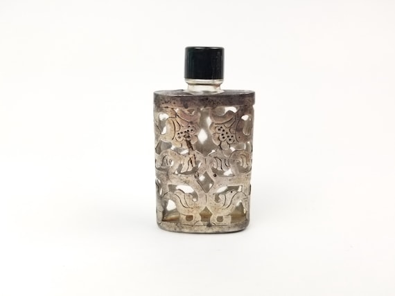 Taxco Sterling Silver Filigree Perfume Bottle, Signed JJC