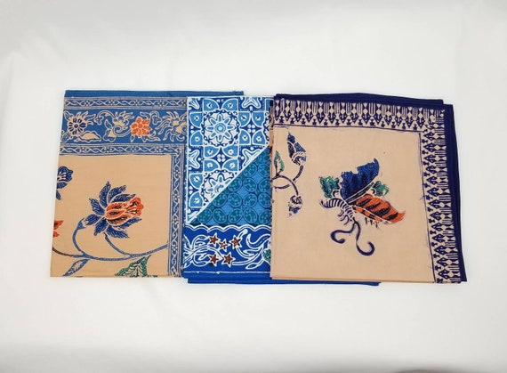 Set of 6 Napkins 15" Tapestry Blue Bandana Scarf … - image 1