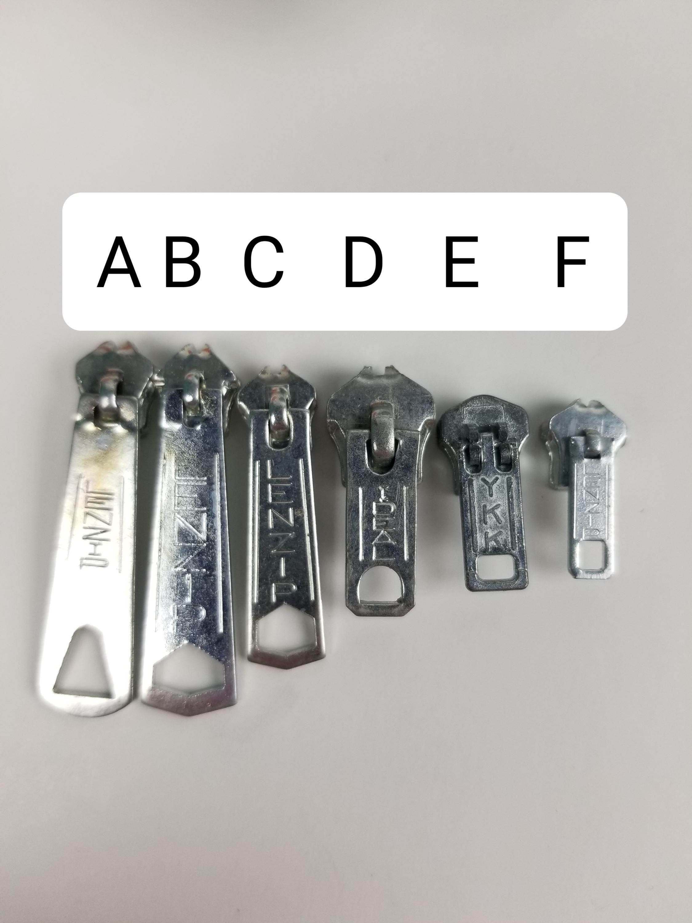 Vintage Zipper 10pc Silver Metal USA Made Lenzip Slides Ideal YKK