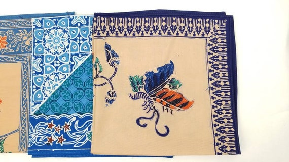 Set of 6 Napkins 15" Tapestry Blue Bandana Scarf … - image 5