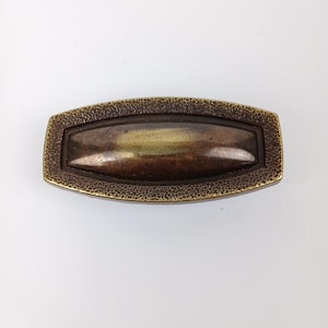 Vintage Keeler lådhandtag i massiv mässing, MidCentury, 10 cm långt, ovalt