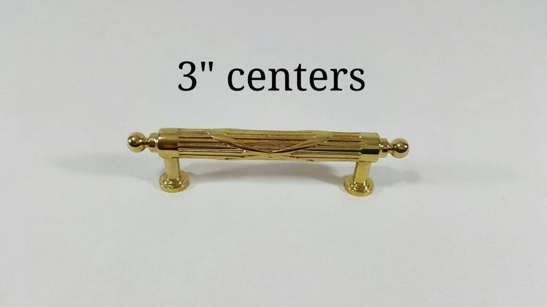 Vintage Drawer Pull Handle Brass Art Deco Midcentury Dresser Etsy