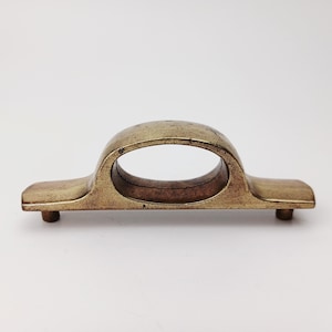 Vintage Keeler mässingshandtag, lådhandtag, mid-century modern, möbler, 3 tums hål, center Atomic oval loop, reservhandtag, enkel