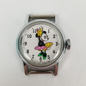 Ingersoll Disney Mickey Mouse 1960s Manual Mechanical Watch Minnie Works Working Collectible Timepiece Walt Disney Productions Wind Up