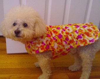 Dog Coat, Dog Jacket, Reversible Dog Coat, Medium Dog Coat, Hand Sewn Dog Coat, Dog Clothing, Floral Print Dog Coat, Pet Apparel