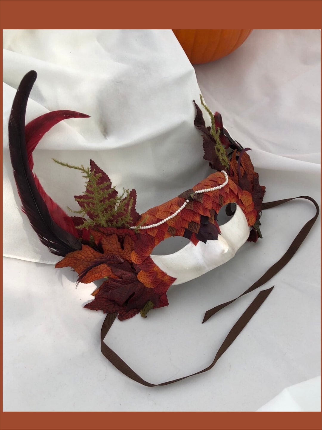 Autumn Elf Mask: Feathered Masquerade Costume, Fall Festival Prop - Etsy