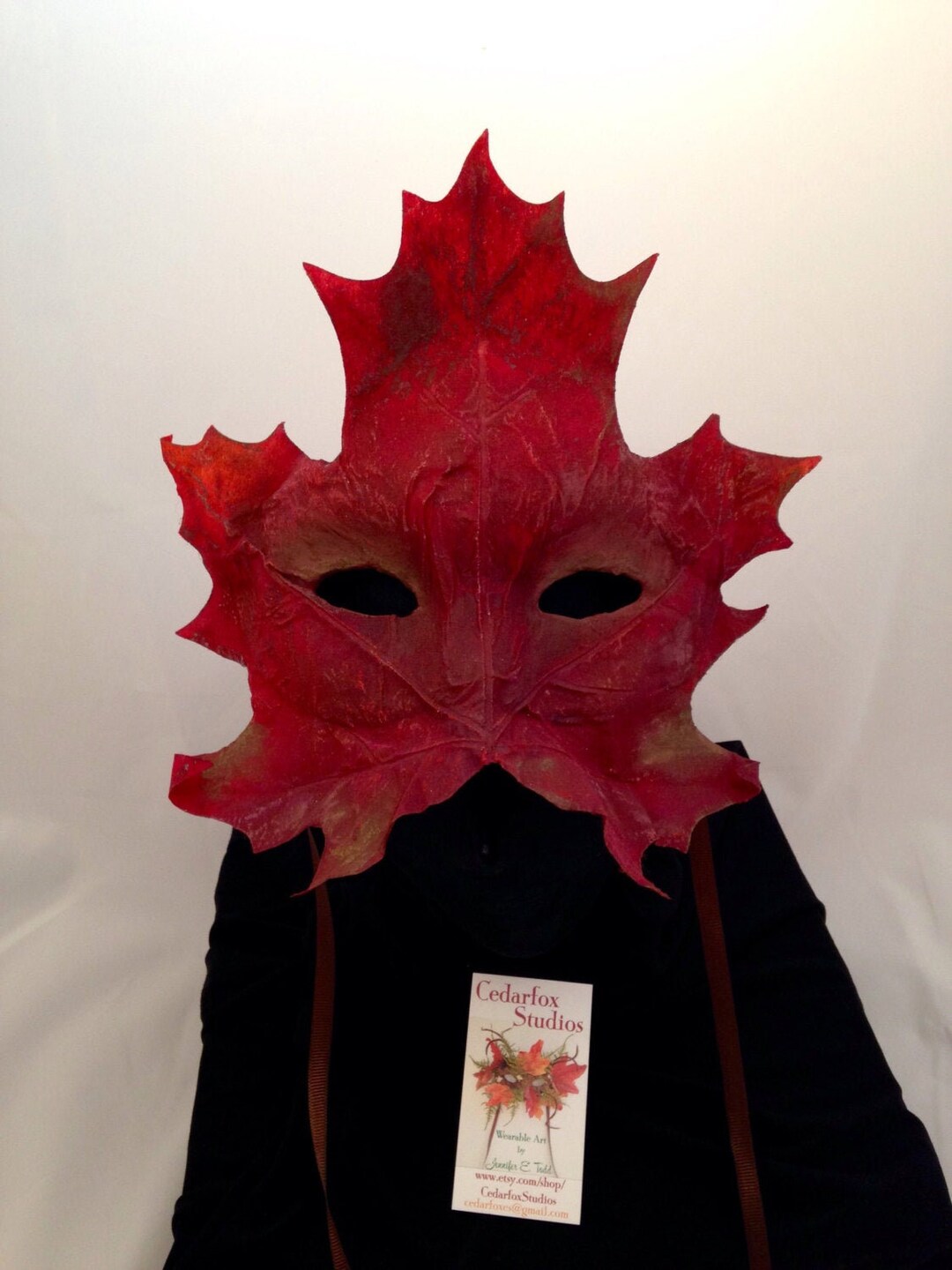 Red Leaf Mask Costume Fall Mask Single Red Maple One Etsy