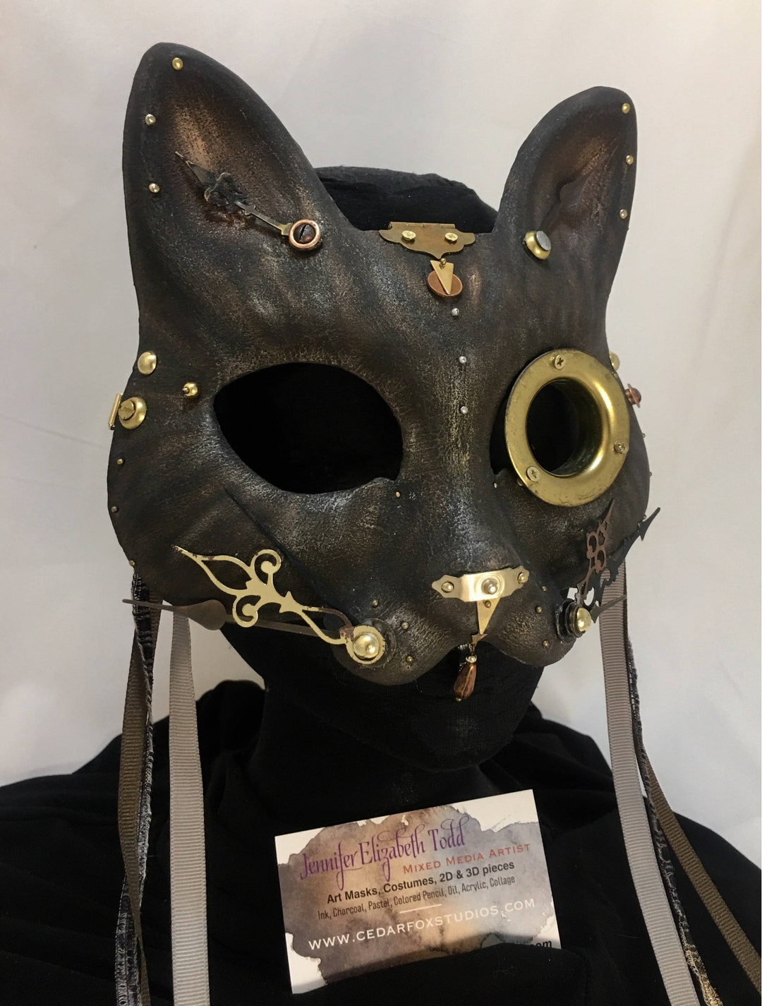 Steampunk Cat Mask: Clockwork Costume, Masquerade Art