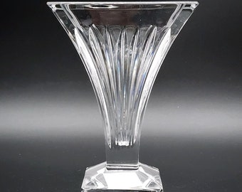 Waterford Clarion Lead Crystal Blown Glass Brilliant Cut 6" Lead Crystal V Shaped Rectangular Flower Vase