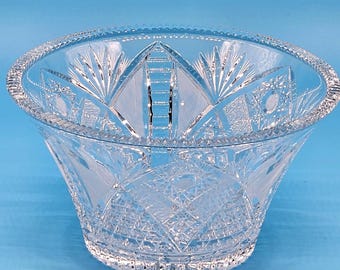 チェコのカットガラスボウル ロシア チェコ ブリリアント カット ガラス ラージ ボウル