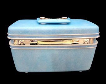 Vintage Samsonite Silhouette Beauty Train Makeup Cosmetics Travel Case Suitcase With Mirror & Keys Vintage 50s Samsonite Silhouette Suitcase