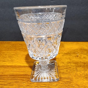 Vintage Imperial Glass &quot;CAPE COD&quot; Water Goblets Clear Diamond Point Imperial Glass 8 oz. Water Glasses / Goblets
