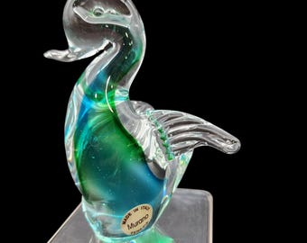 Murano Glass Bird Figurine Venezia Made in Italy Venetian Glassmaking Marked