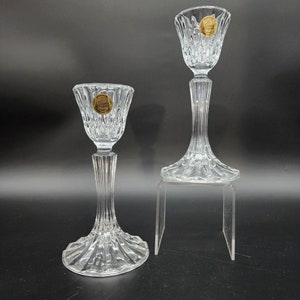 Cristal d&#39;Arques Lead Crystal 7&quot; Glass Candlestick Holders Elegant Tableware