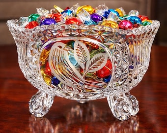 Hofbauer "Byrdes Collection" 3-fots 7,5" blykristallskål tysktillverkad