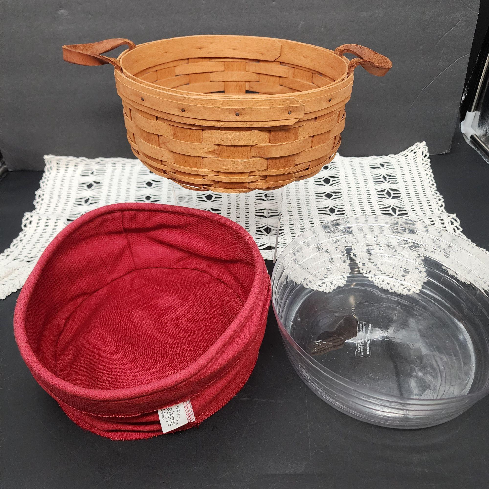 1989 ロンガバーガー ラージ ラウンド バスケット ワイン ファブリック