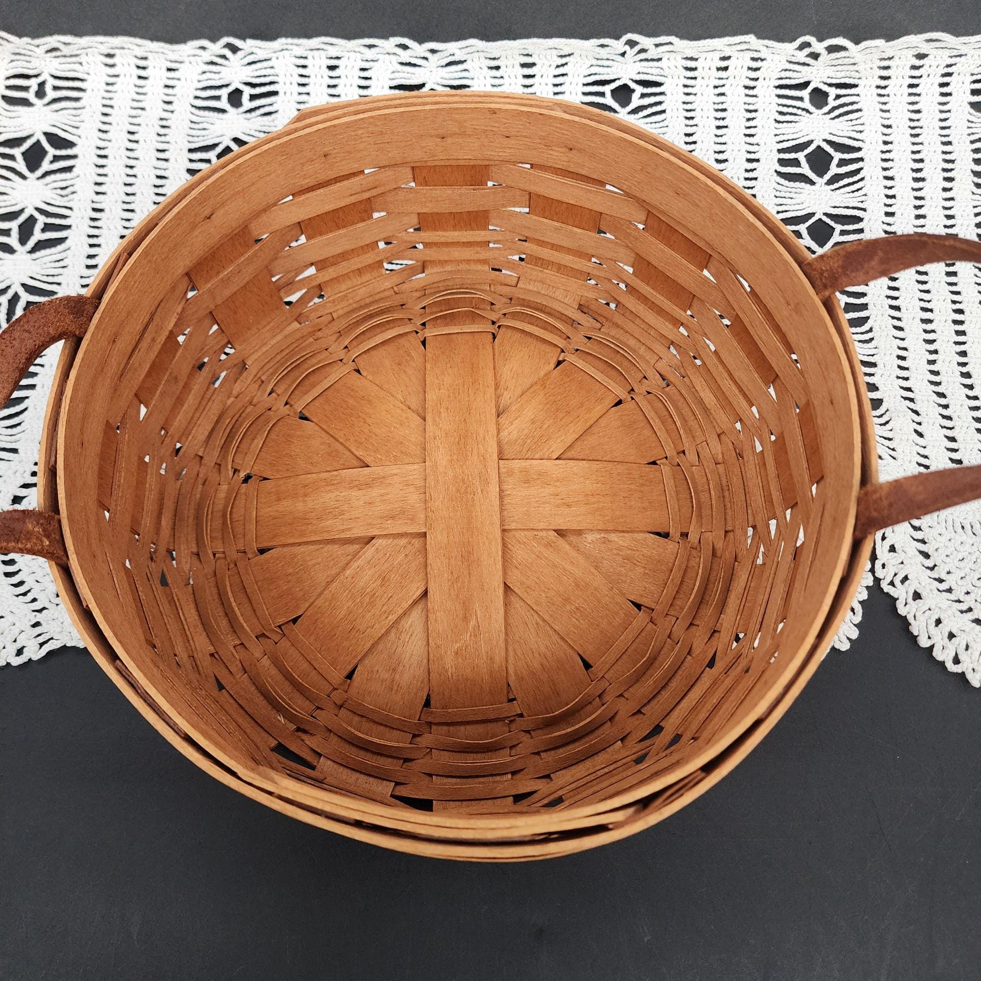 1989 ロンガバーガー ラージ ラウンド バスケット ワイン ファブリック